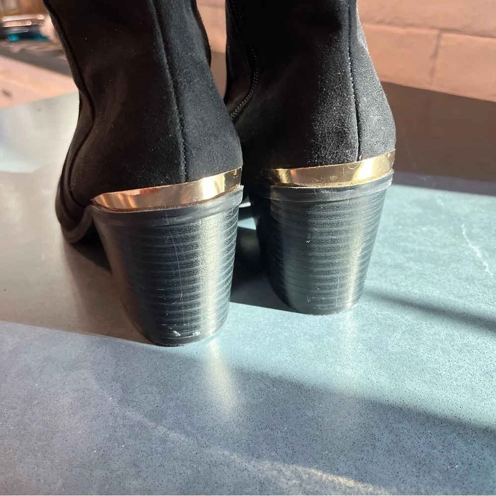 Bamboo sz 6 tall black microsuede OTK heeled boots